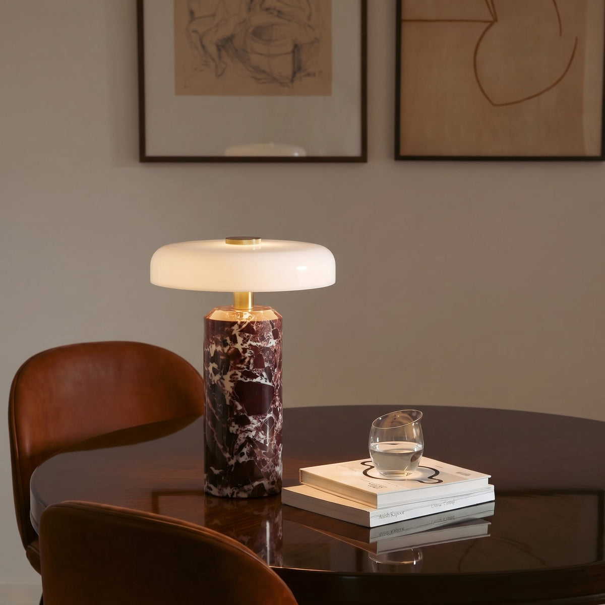 Lampe de table en marbre et verre sans fil