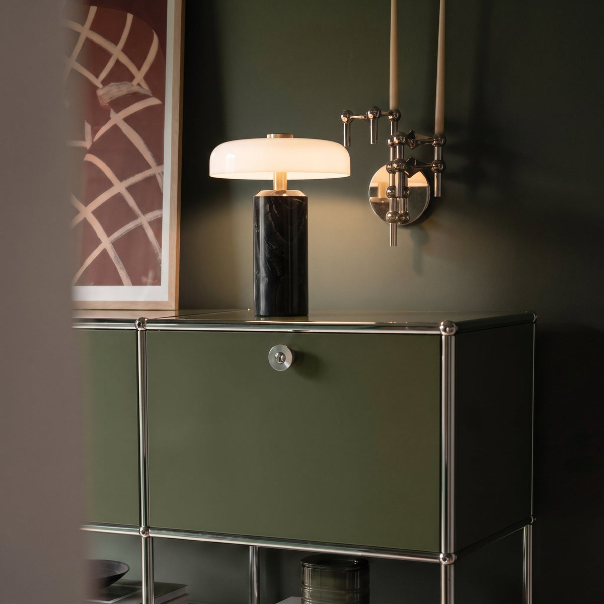 Lampe de table en marbre et verre sans fil