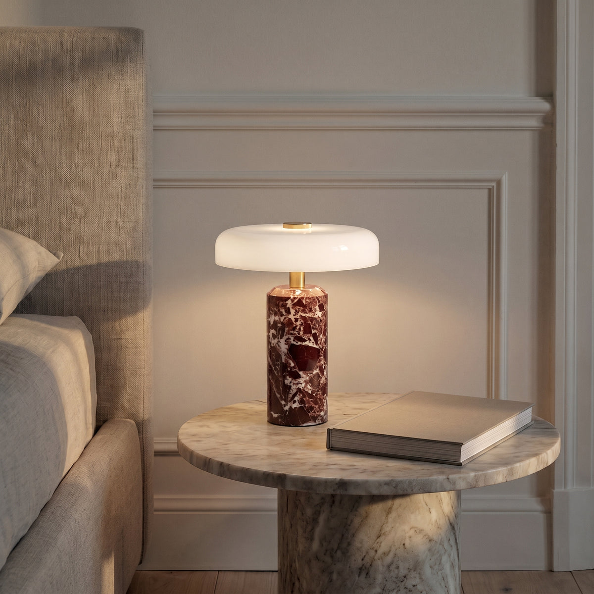 Lampe de table en marbre et verre sans fil